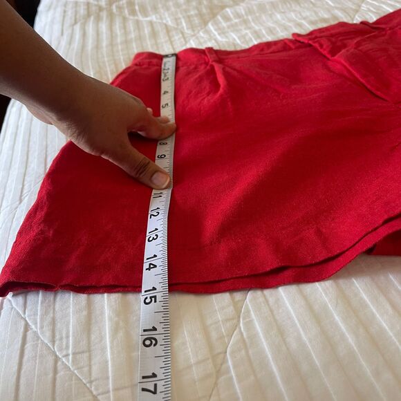 Gap Women's Red Pant Linen Blend Pleated Casual Shorts Size L - Picture 7 of 9
